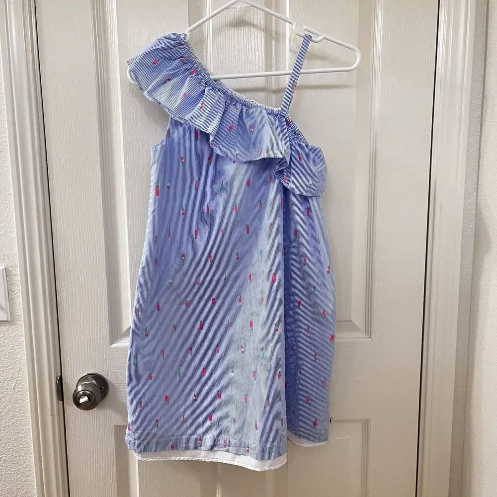 Kate Spade Skirt the Rules One Shoulder Striped Ice Cream Popsicle Dress Girl 14